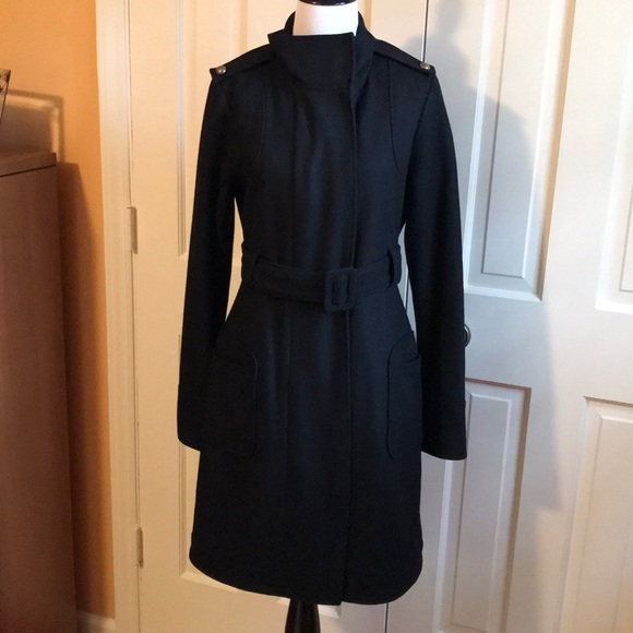 Jack BB Dakota Black Wool Trench Coat. Size Medium - Picture 2 of 8